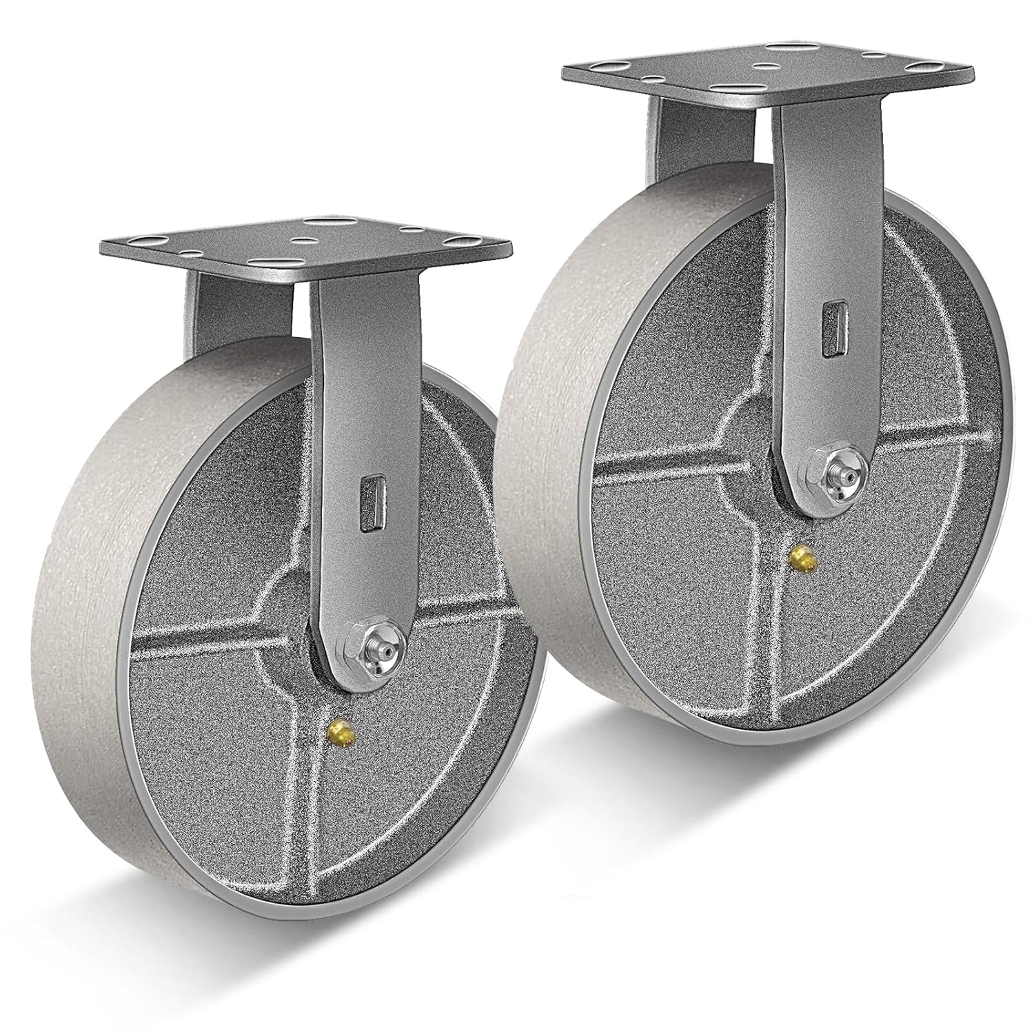 8in Industrial Casters with Heavy Duty Steel and Cast Iron Wheels