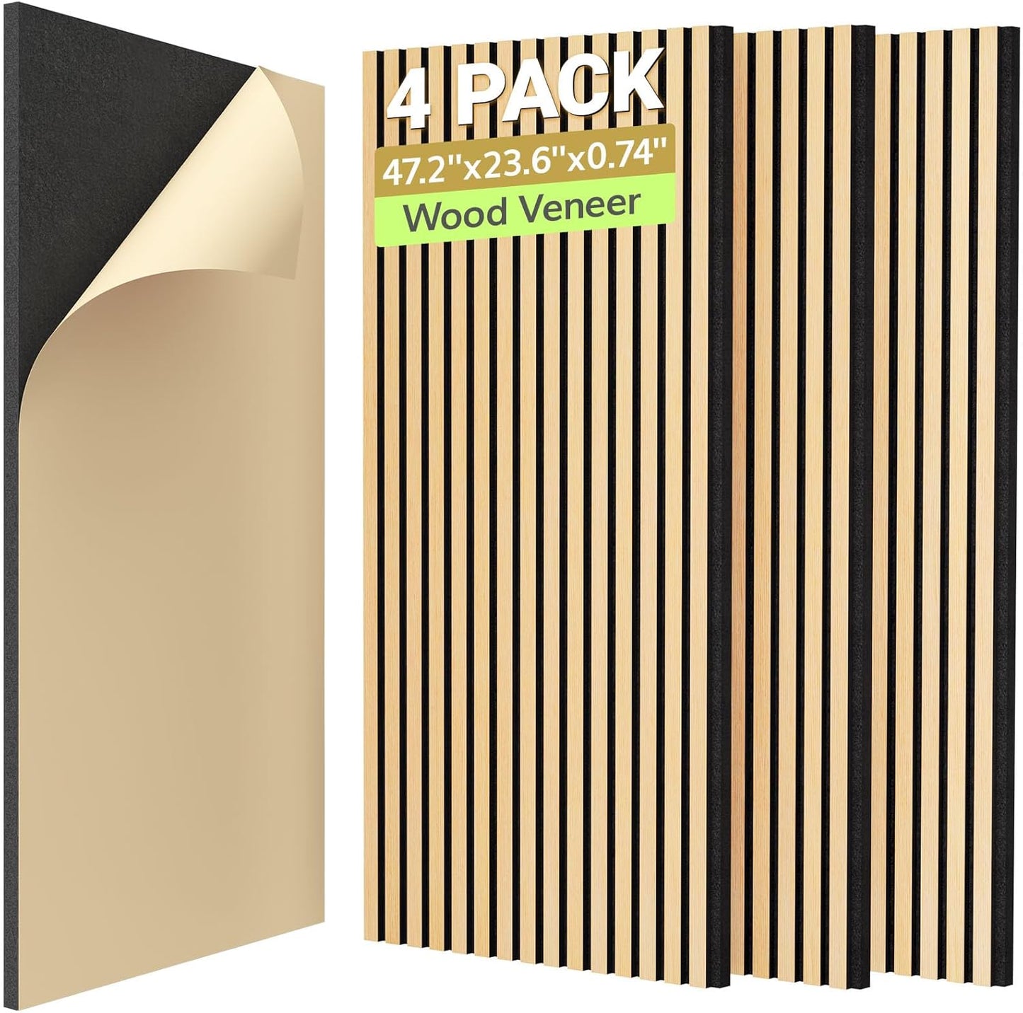 TONOR 4-Pack Acoustic Wood Veneer Wall Panels for Soundproofing