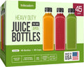 12 oz Plastic Juice Bottles With Caps - Reusable, Leak Proof 45 Pack