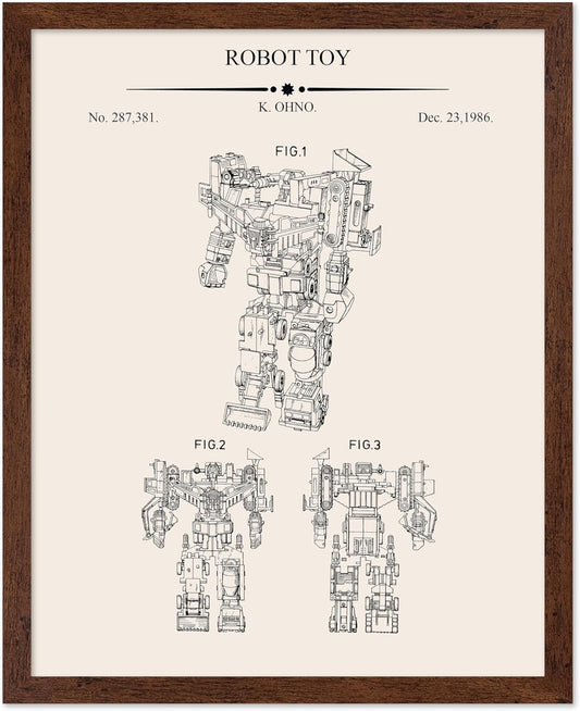 Transforming Robot Blueprint Poster - Patent Print