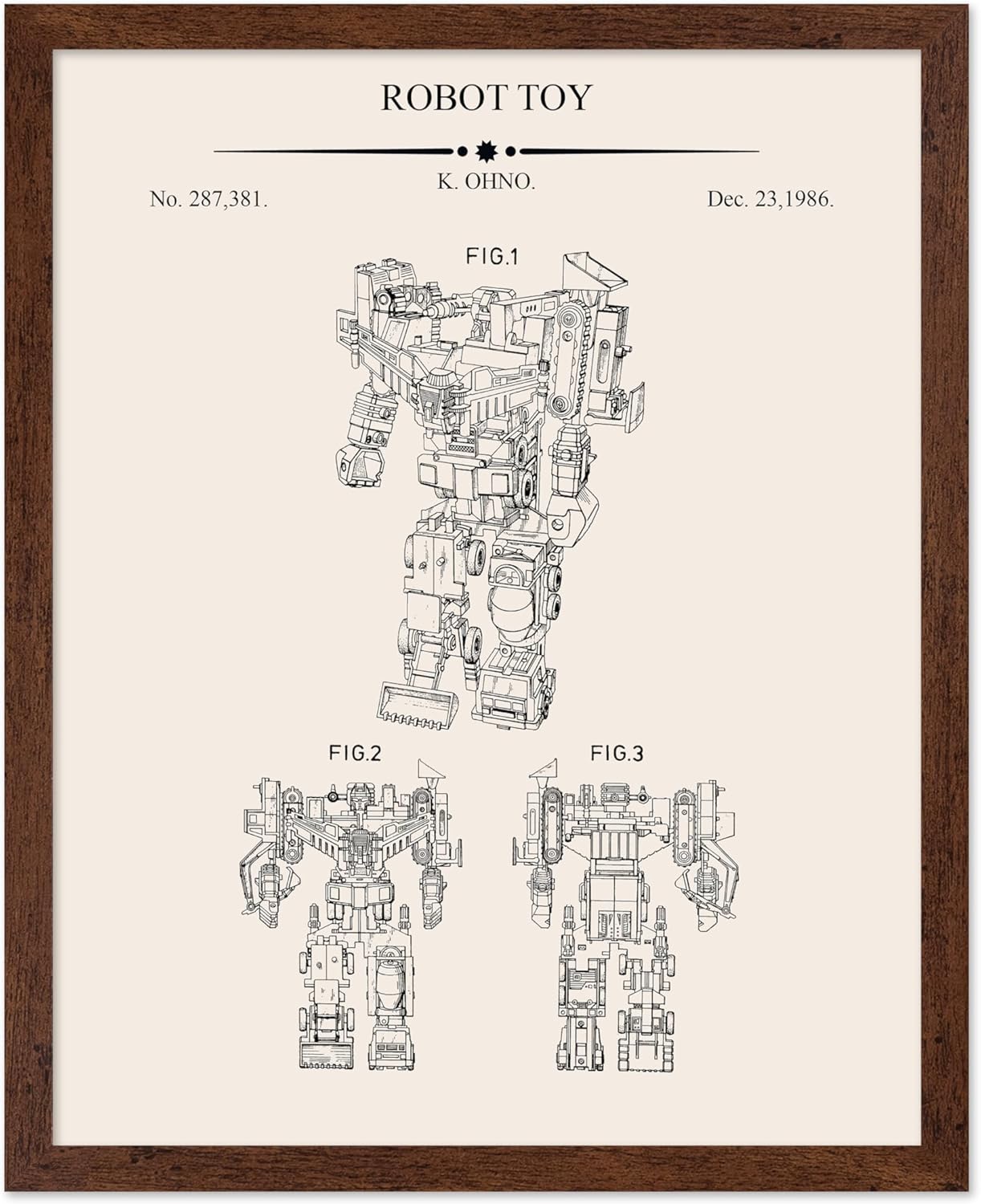 Transformer Robot Blueprint Poster - Kid's Room Decor