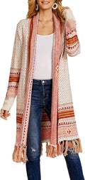 Boho Cardigan Sweater Long Open Front Maxi Knit - Cozy Layering FERBIA