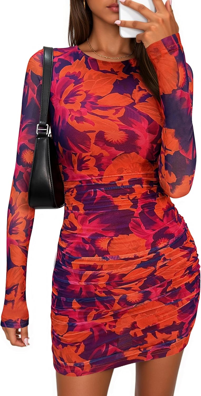 PRETTYGARDEN Women Long Sleeve Mini Fall Dress for Parties