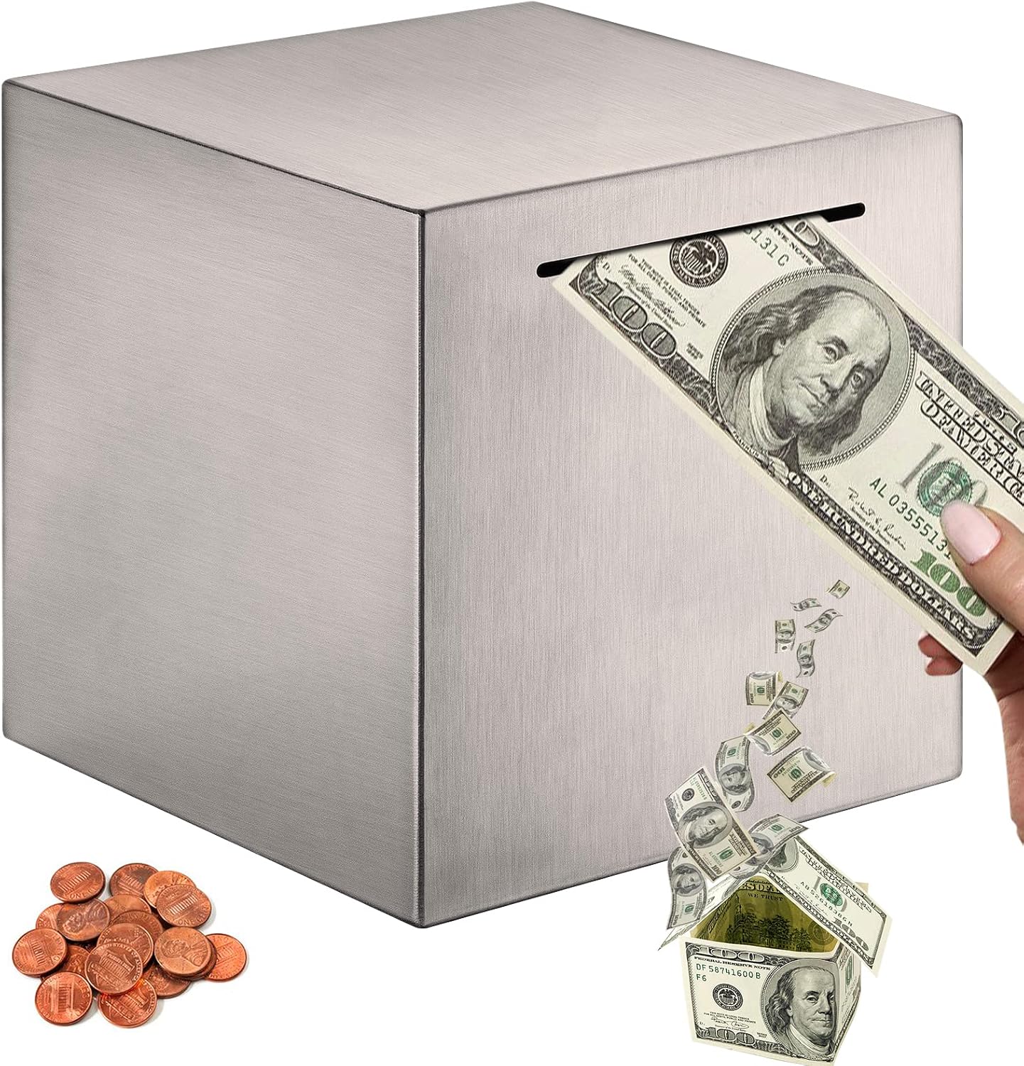 Stainless Steel Piggy Bank for Adults - Secure Savings Solution