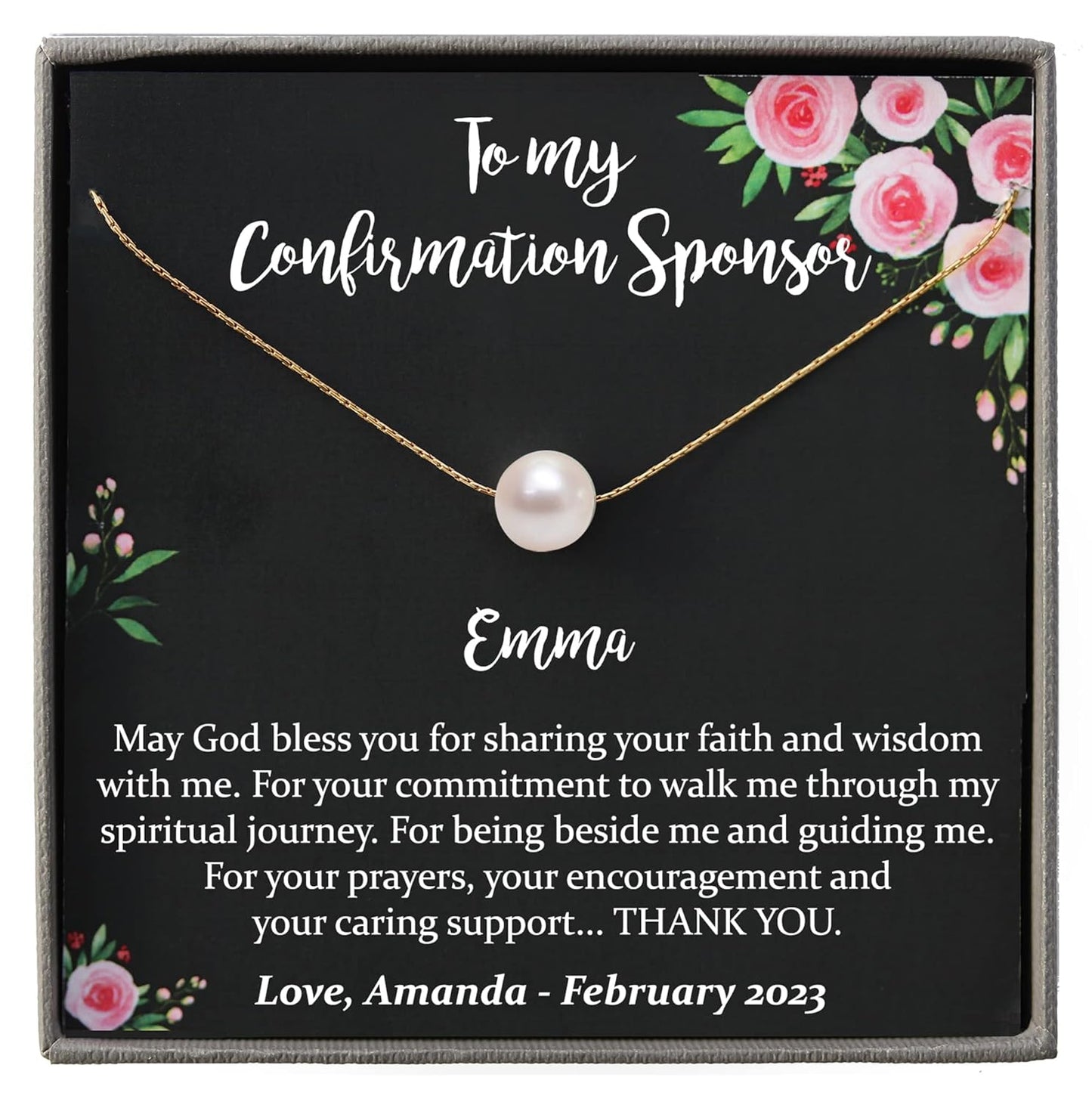 Personalized Confirmation Sponsor Gifts - Floating Pearl Necklace