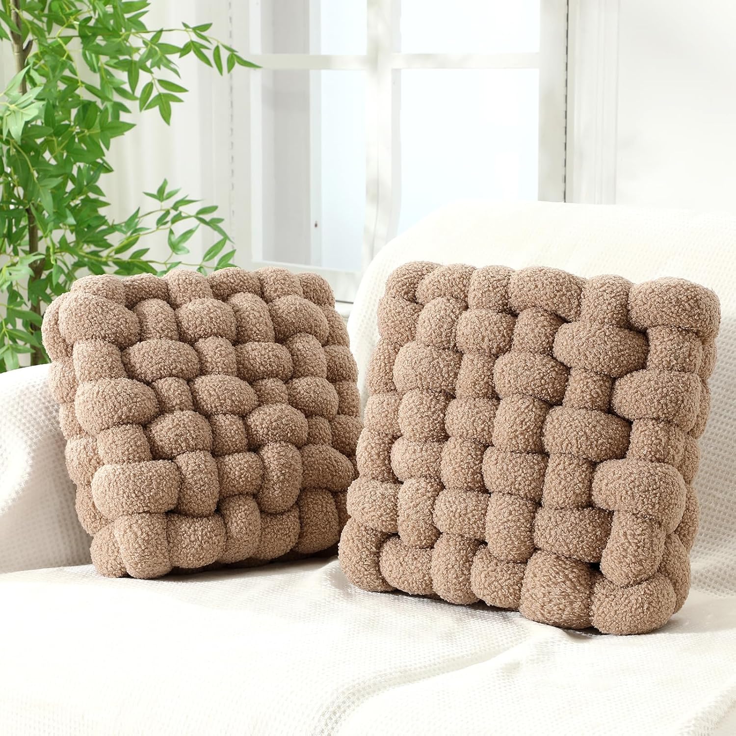 Wenqik Knot Pillows 2 Pcs Soft Accent Cushions for Home Decor