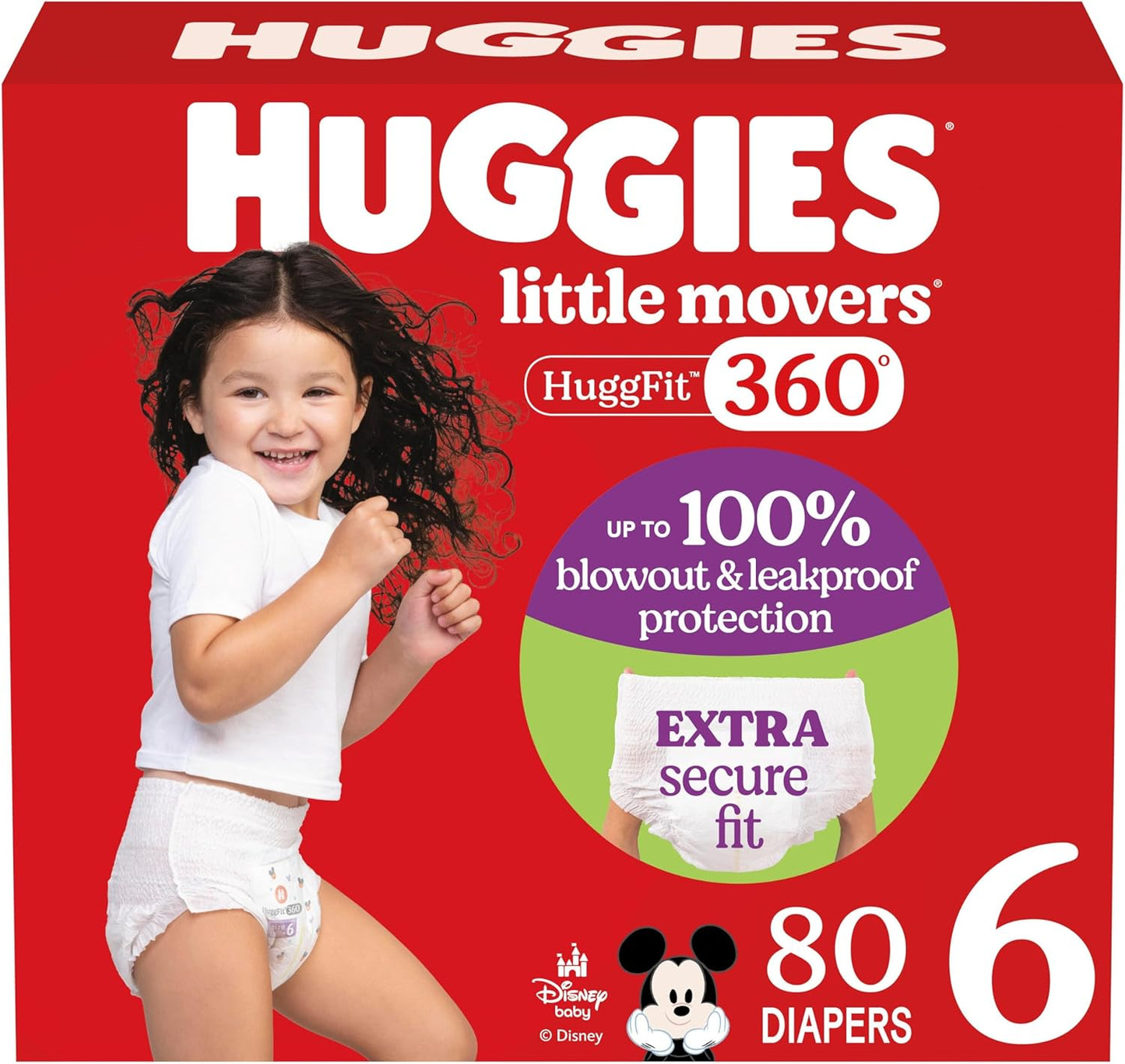 Huggies Size 6 Baby Diapers for Active Little Movers 80 Count
