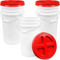 7 Gallon White Bucket with Red Gamma Screw on Lid - Airtight Food