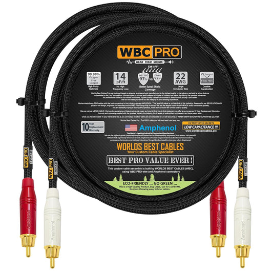 2.5 Foot RCA Cable Pair - Low-Capacitance Audiophile Cables