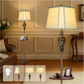 65 in High Vintage Floor Lamp with Night Light and Glass Tray