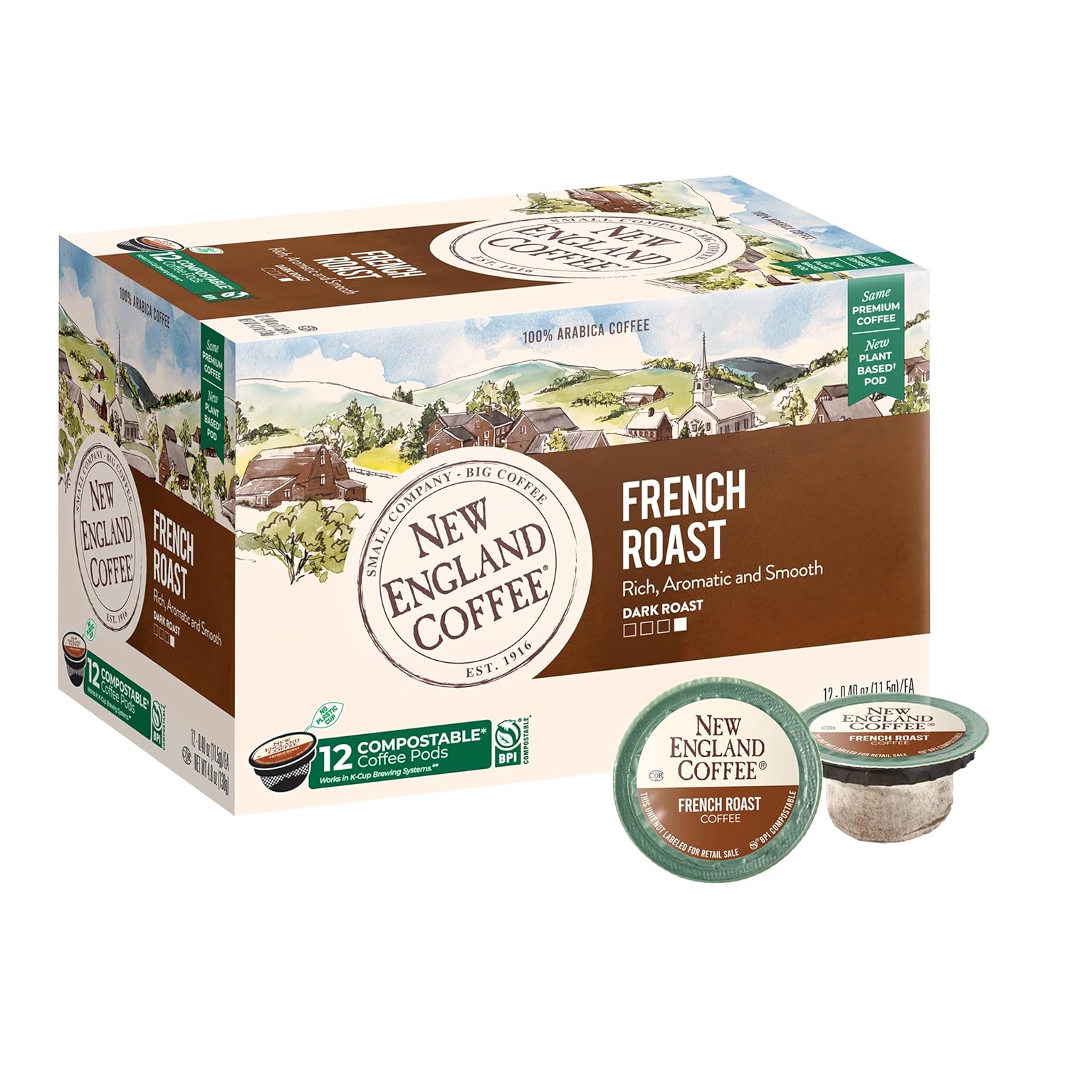 New England Coffee French Roast Dark Roast Pods for Coffee Lovers