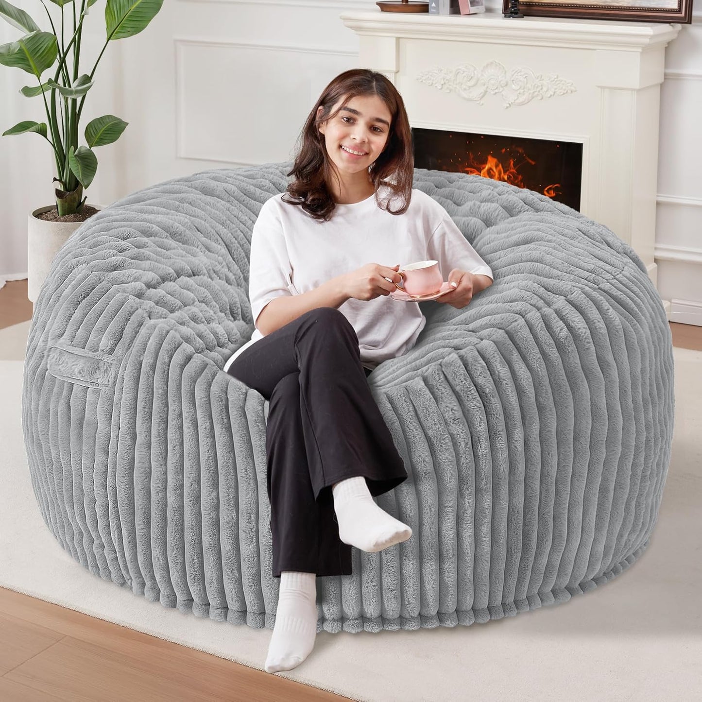 Homguava 4 FT Bean Bag Chair with Memory Foam for Comfort