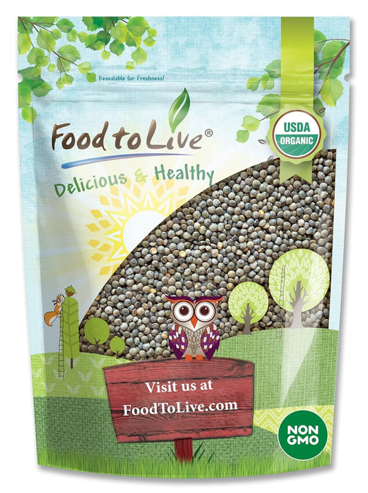 Organic French Green Lentils - Non-GMO, Vegan, 5 Pounds