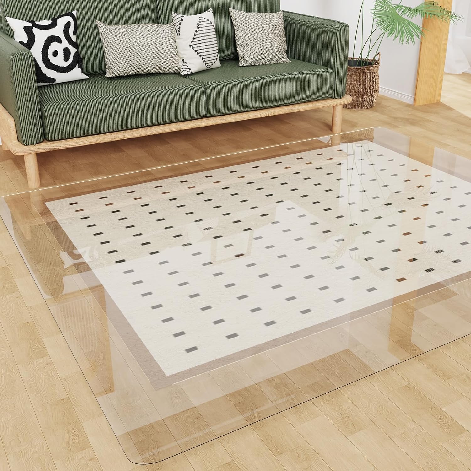 Crystal Clear Floor Mat 8ft, Upgraded Waterproof Vinyl Rug Cover