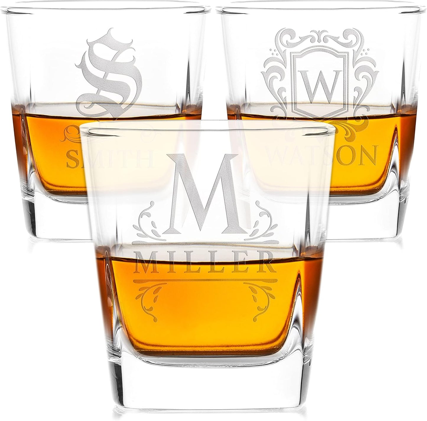 Personalized Whiskey Glasses Set of 3 - Unique Gifts for Men