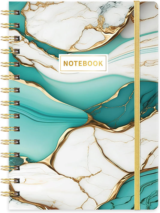 BooQool A5 Spiral Notebook - Premium Paper, Back Pocket, College Ruled - Office, School, Home