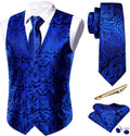 Mens Paisley V-neck Suit Vest Tie Set 5PCS - Formal Accent