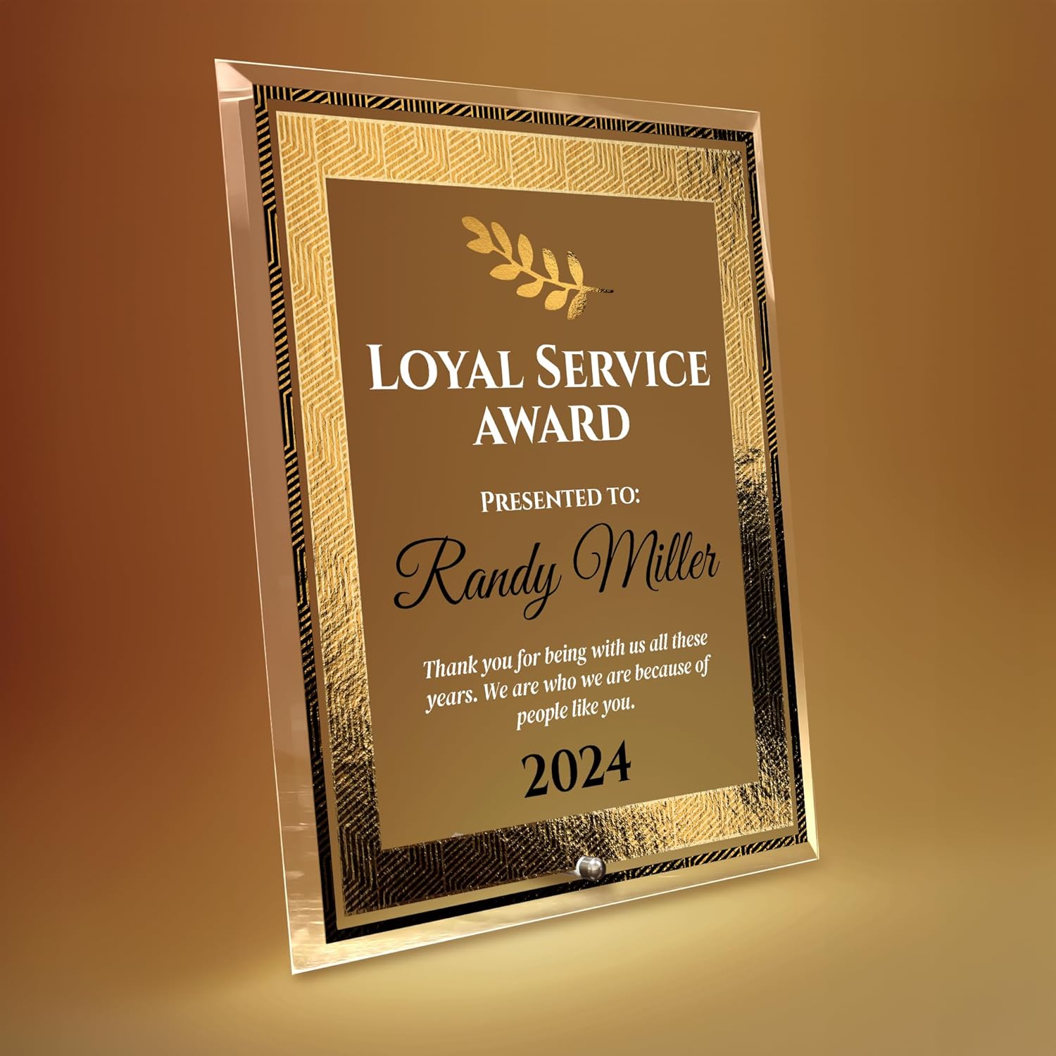 Personalized 8x10 Glass Plaque for Awards and Trophies
