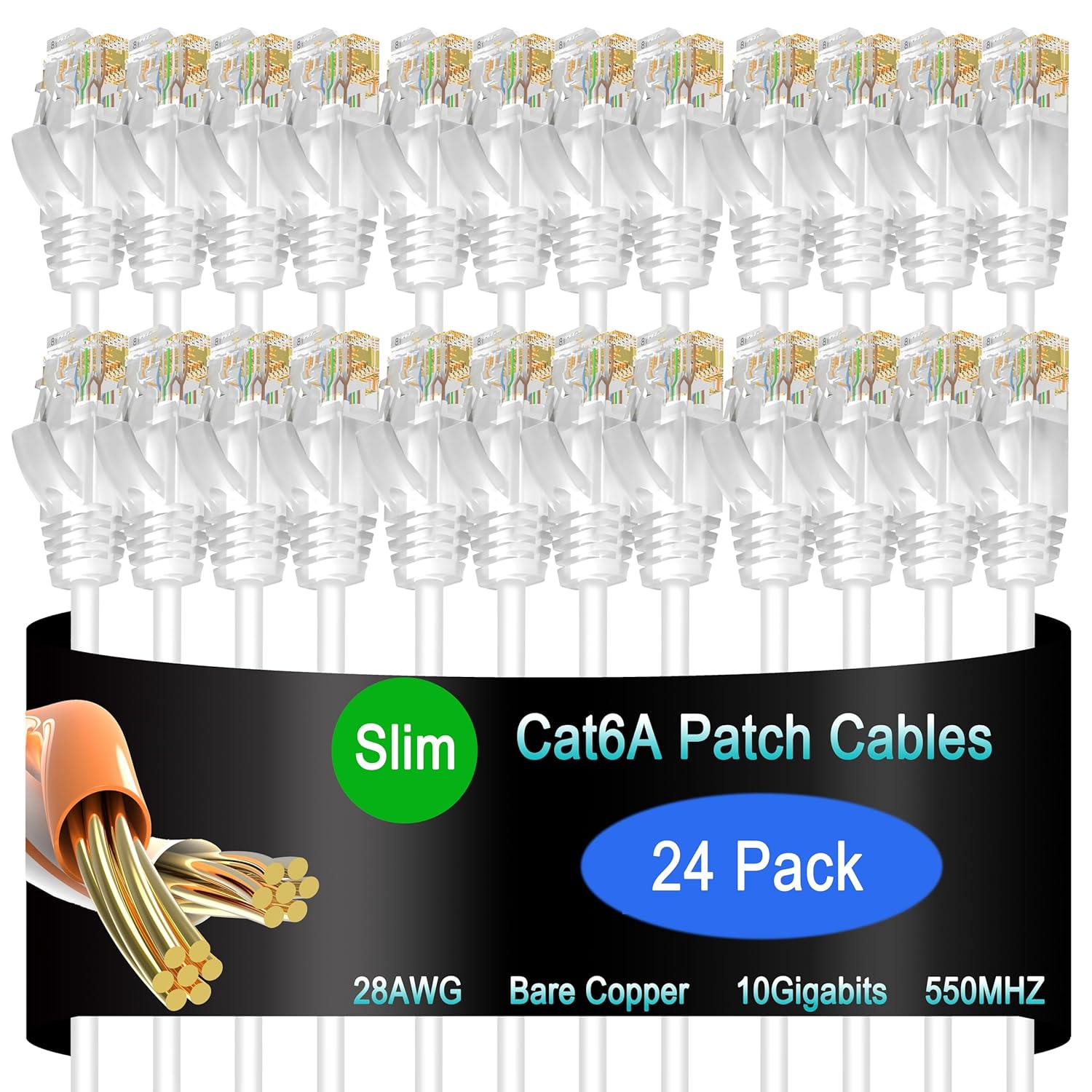 Cat6a Slim Ethernet Cable 6 ft for 10G Network Performance
