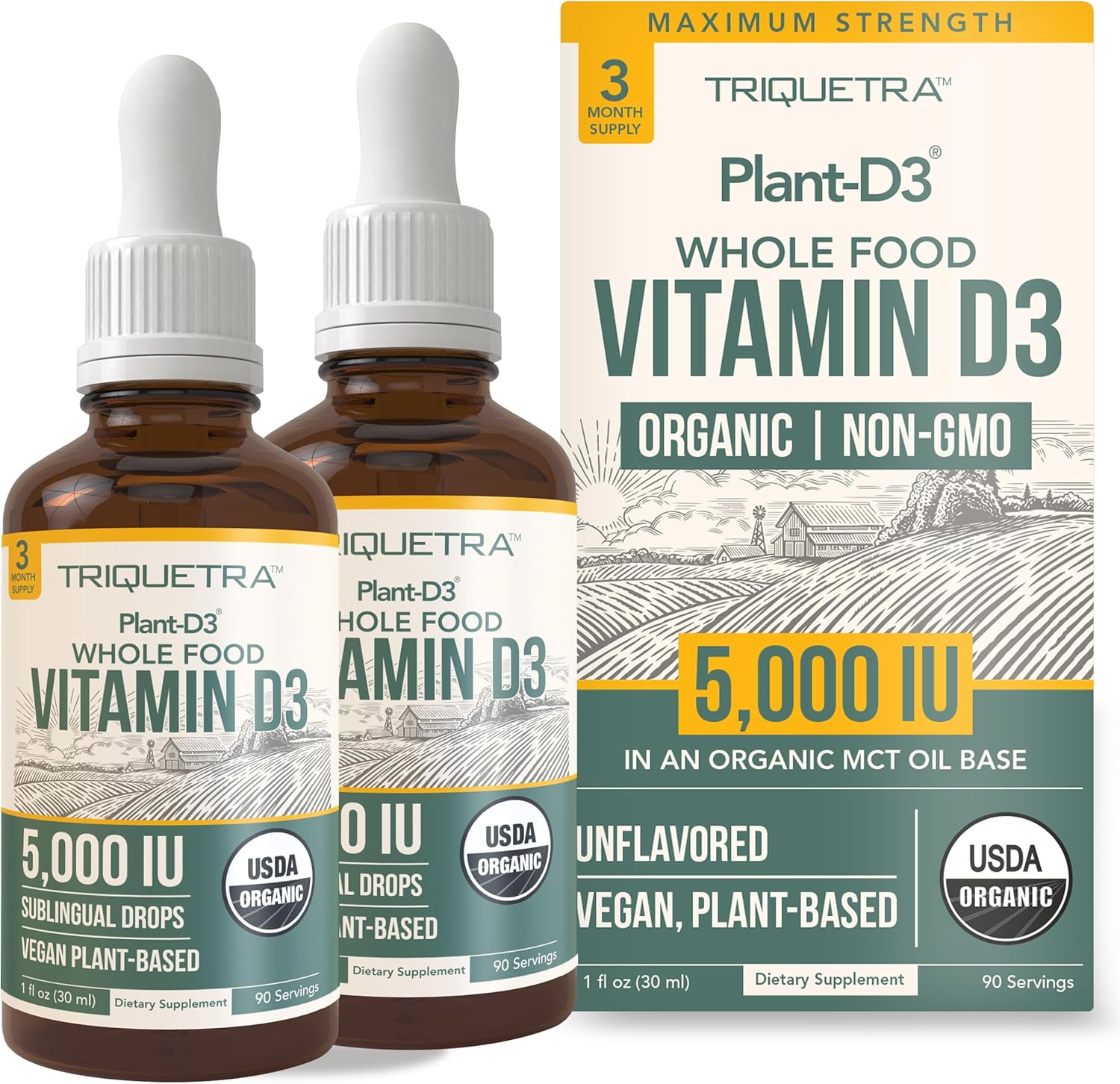 Plant-D3 Organic Vitamin D3 5000 IU - Max Strength Liquid Drops