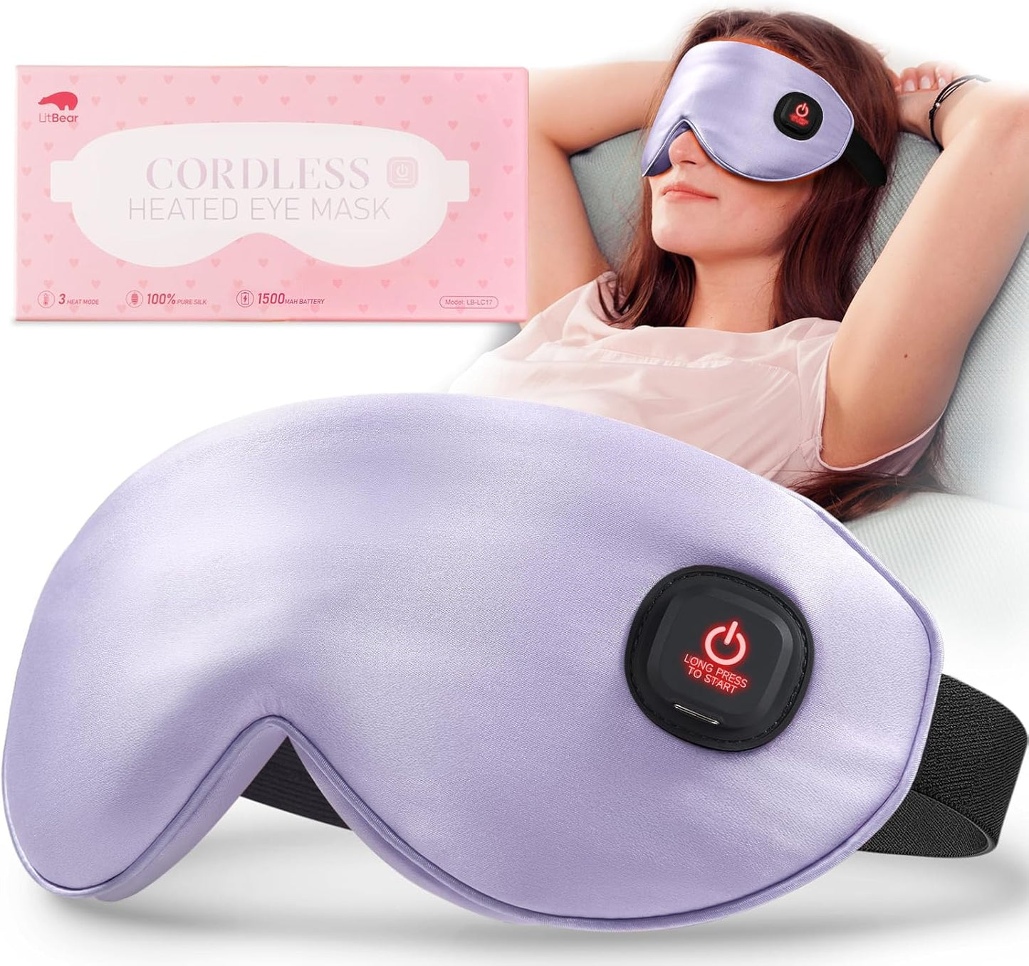 LitBear Heated Eye Mask for Dry Eyes and Relaxation on the Go
