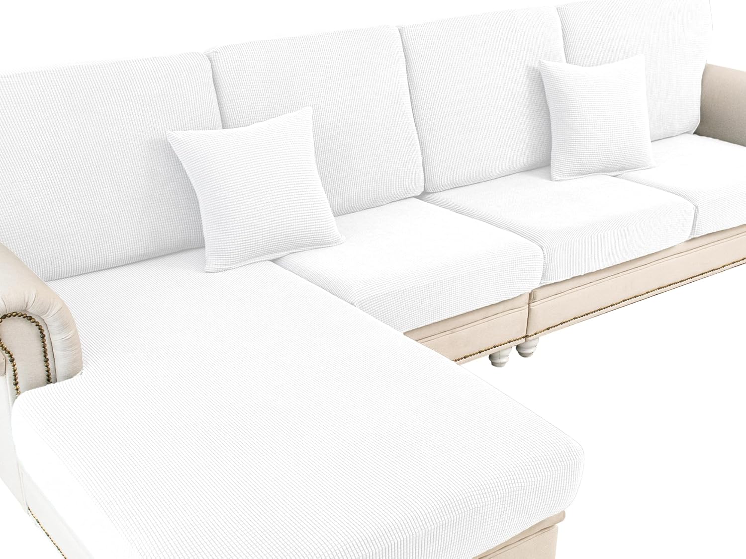 Couch Cushion Covers for Sectional Sofa L Shape Washable Slipcovers
