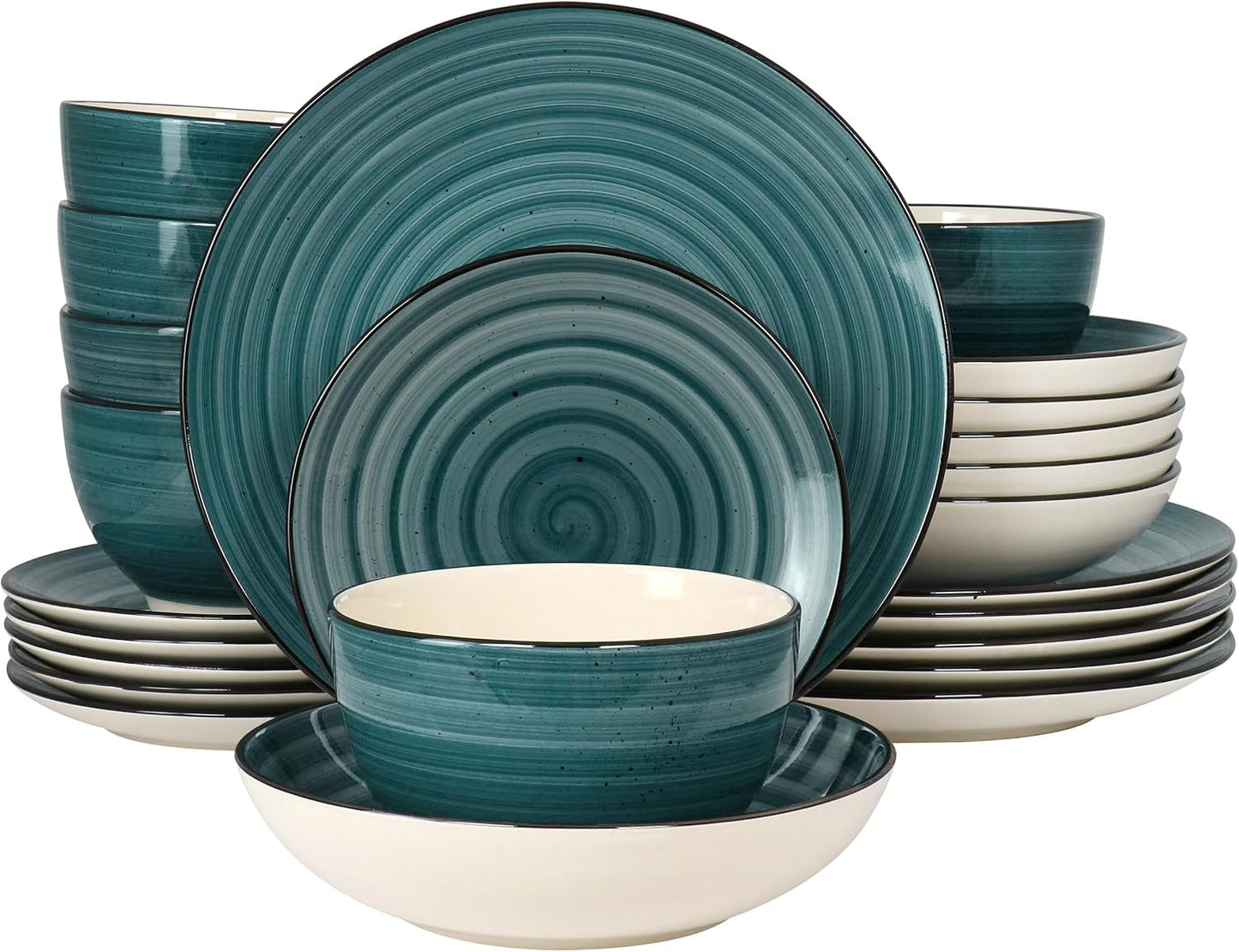 Elama Gia 24 Piece Stoneware Dinnerware Set for Stylish Dining