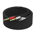 3.5mm to Dual 1/4 TS Mono Y Splitter Audio Cable 50ft - Durable Signal