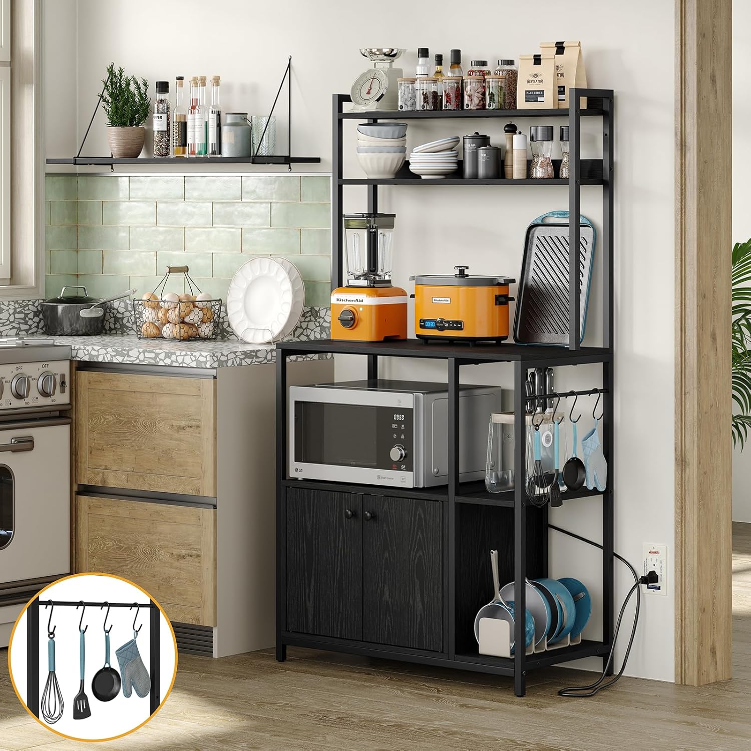 Industrial 5-Tier Bakers Rack with Power Outlet
