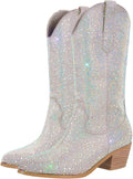 Sparkly Rhinestone Cowboy Cowgirl Boots Mid Calf - 2in Heel