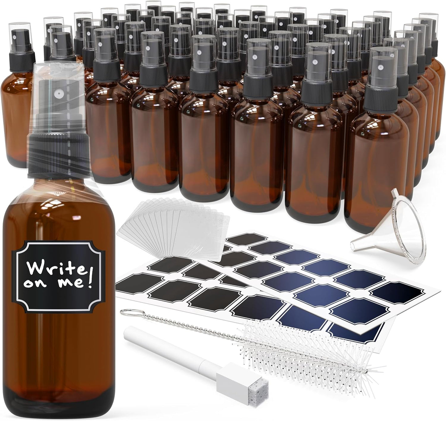 Nevlers 4 Oz Amber Glass Spray Bottles - Perfect for Travel Use