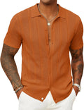 Mens Knit Button Down Shirt for Men - Lightweight Summer Polo