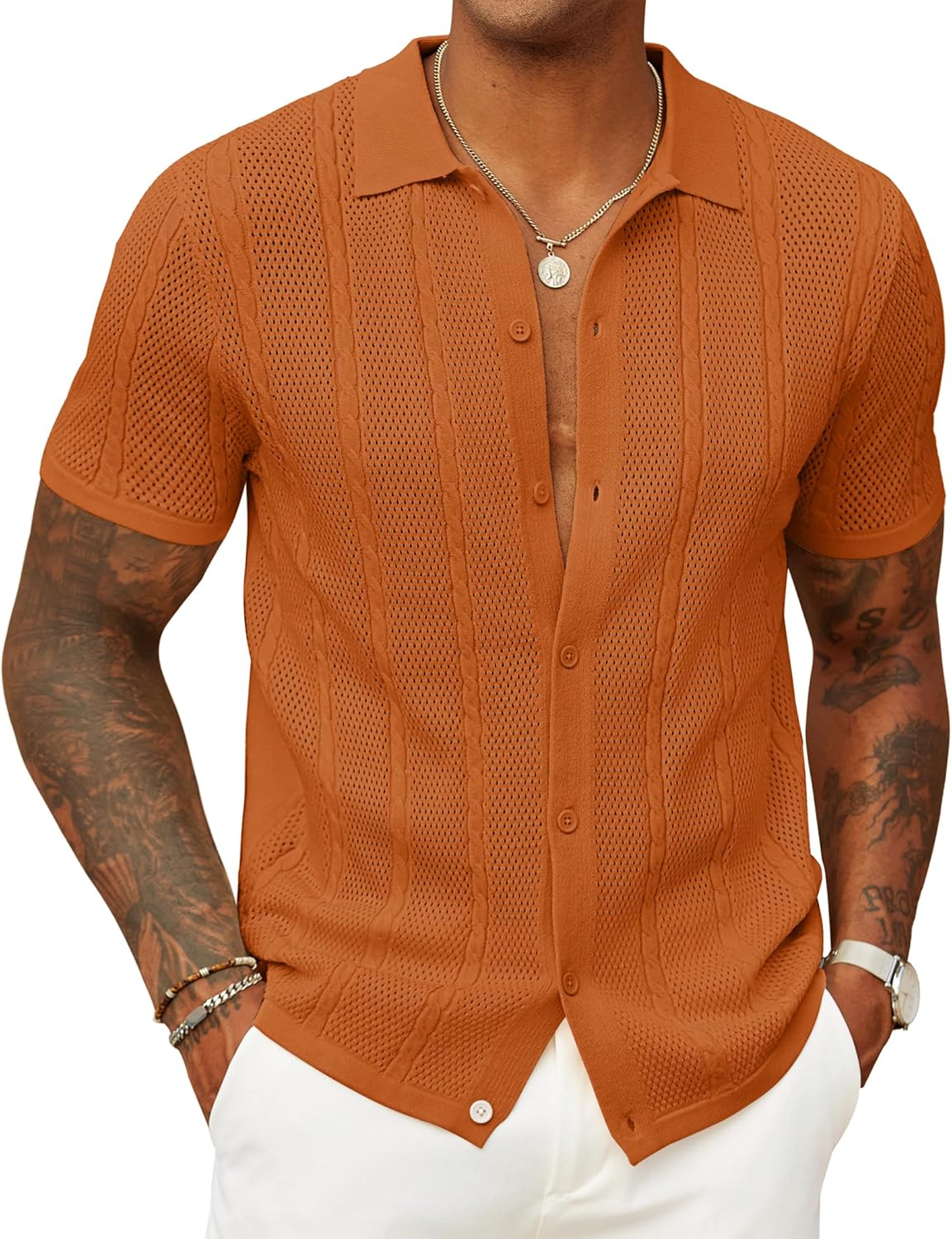 Stylish COOFANDY Mens Knit Button Down Shirts for Summer Fun