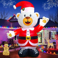 Christmas Inflatable Fluffy Bear 8FT Plush with LED Light - Cozy