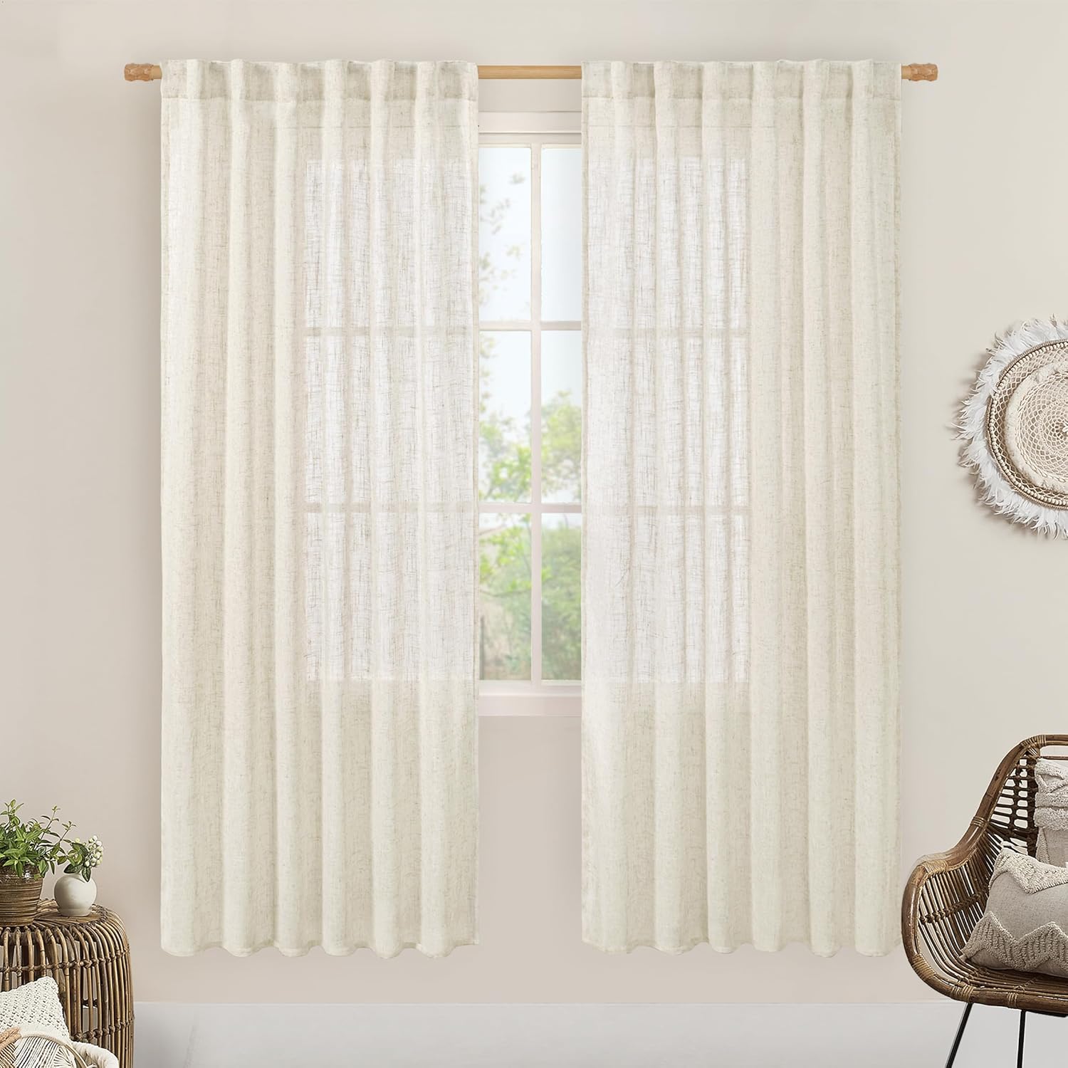 LAMIT Natural Linen Semi Sheer Curtains for Elegant Spaces