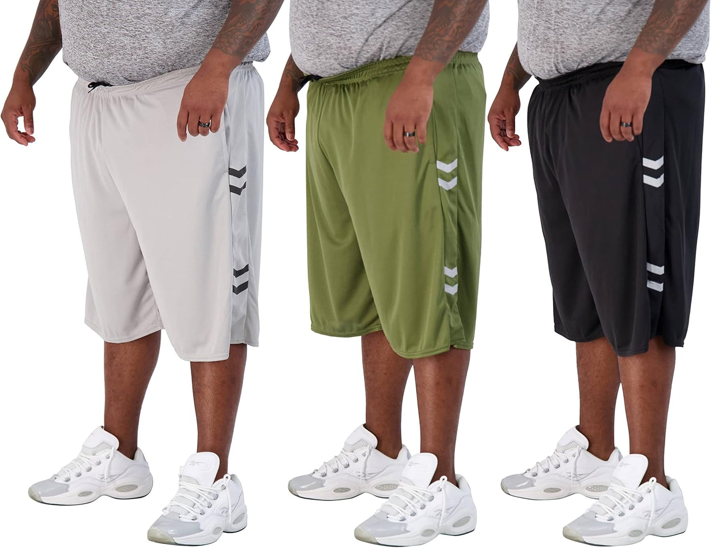 Real Essentials Men's Big & Tall 3-Pack Dry Fit Athletic Shorts
