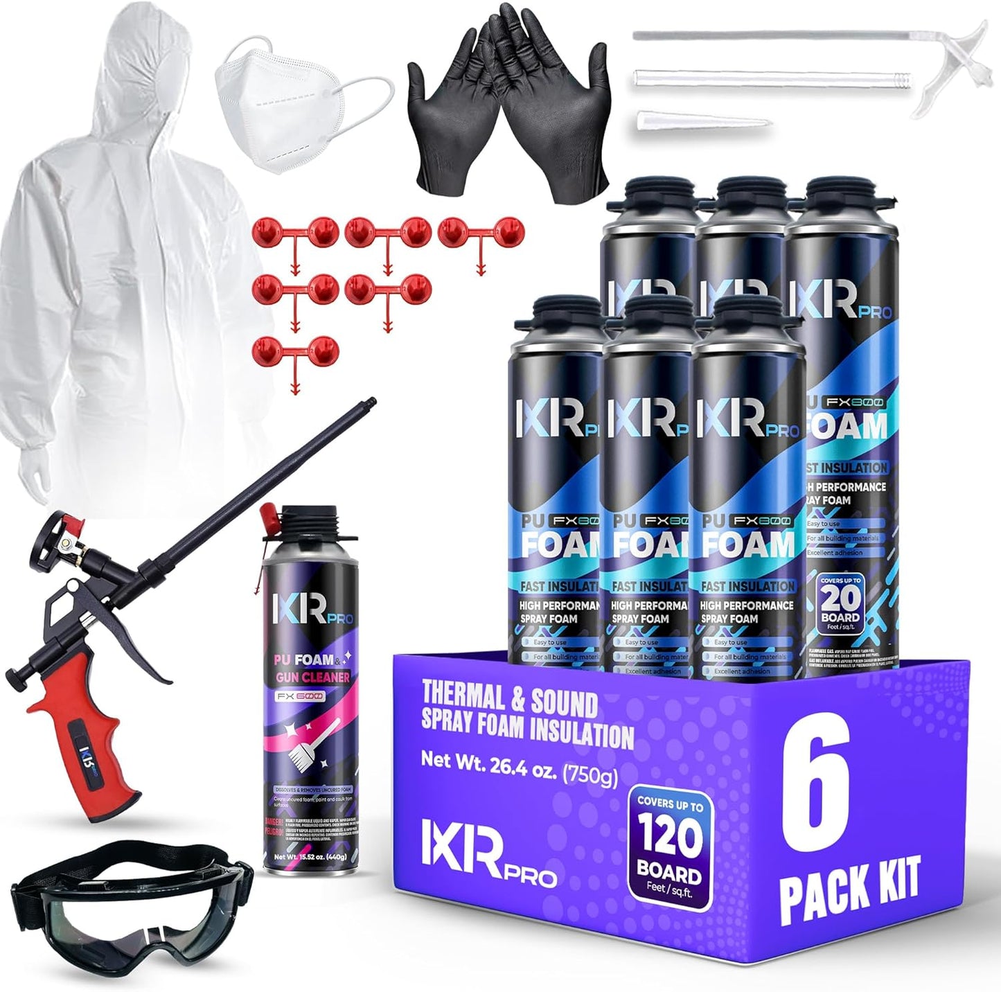 Spray Foam Insulation Kit for High Density Heat and Soundproofing