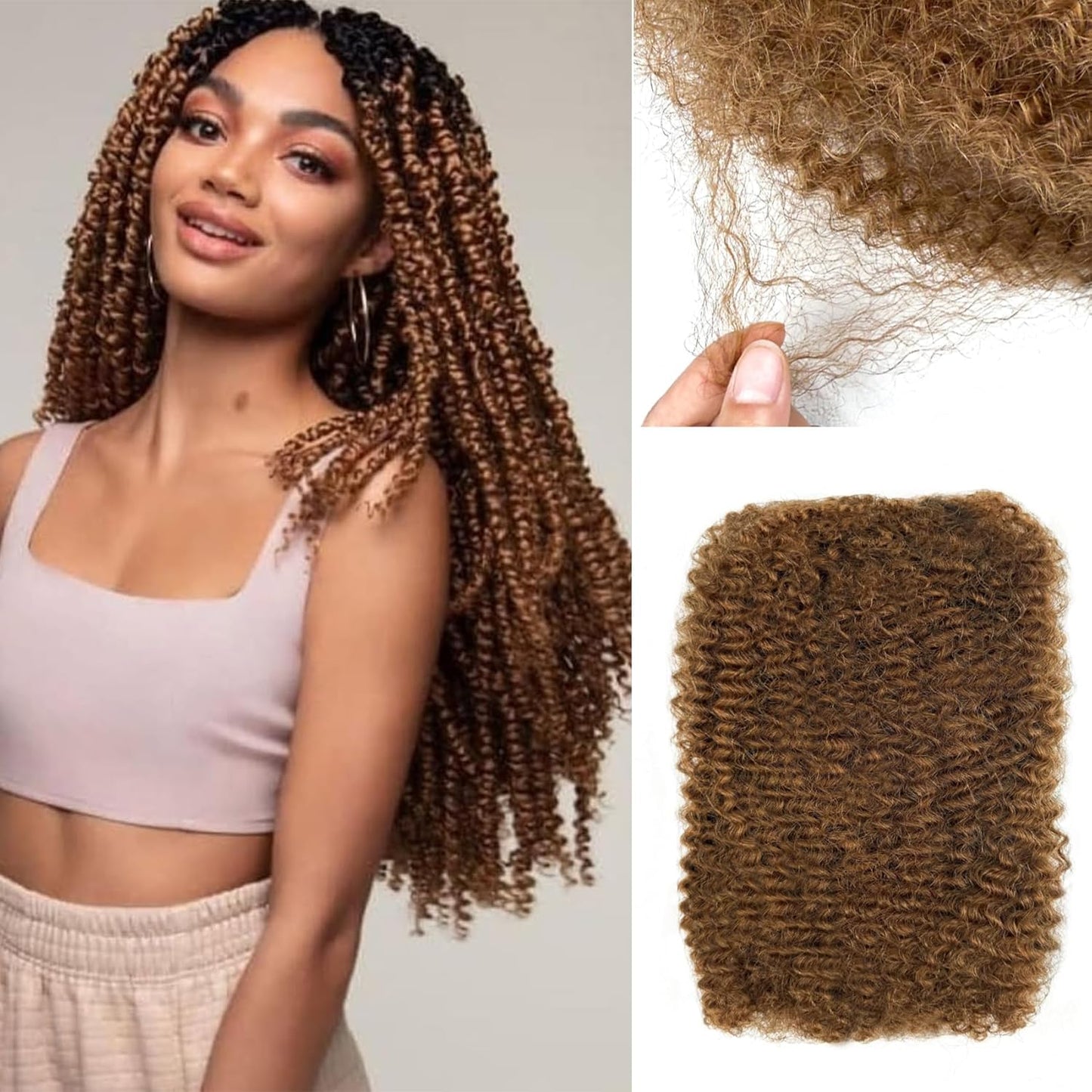 Afro Kinkys Bulk Human Hair for Mini Twist - 14 Inch Quality