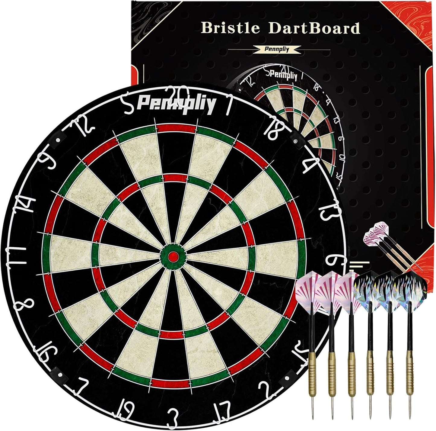 Professional 18 Inch Bristle Dart Board Set with 6 Darts