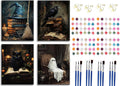 4Pcs Halloween Witch & Ghost Paint by Number Kit with Frame - Spooky