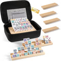 Mexican Train Dominoes Set Double 15 with 8 Wooden Trays - Family