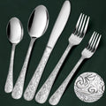 Meythway 40-Piece Vintage Carved Silverware Set for 8 - Elegant