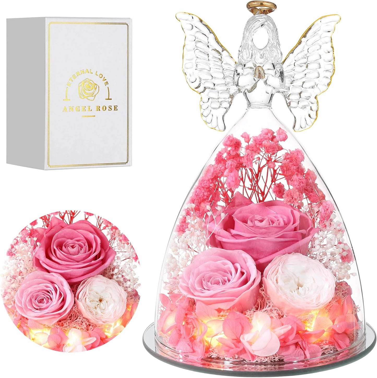 Preserved Flowers in Glass Angel Gifts for Women on Special Days