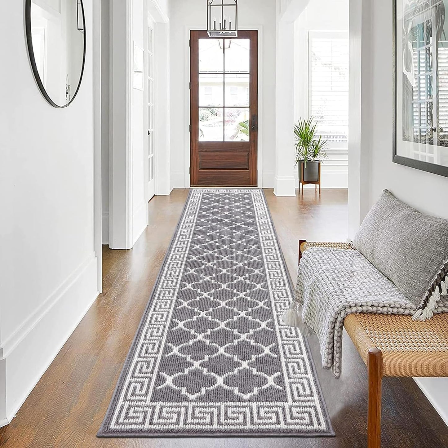 Pauwer Hallway Runner Rug 2ftx8ft Non Slip Entryway Mat Grey