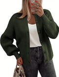 Cardigan Sweaters for Women Long Sleeve Chunky Knit Crew Neck