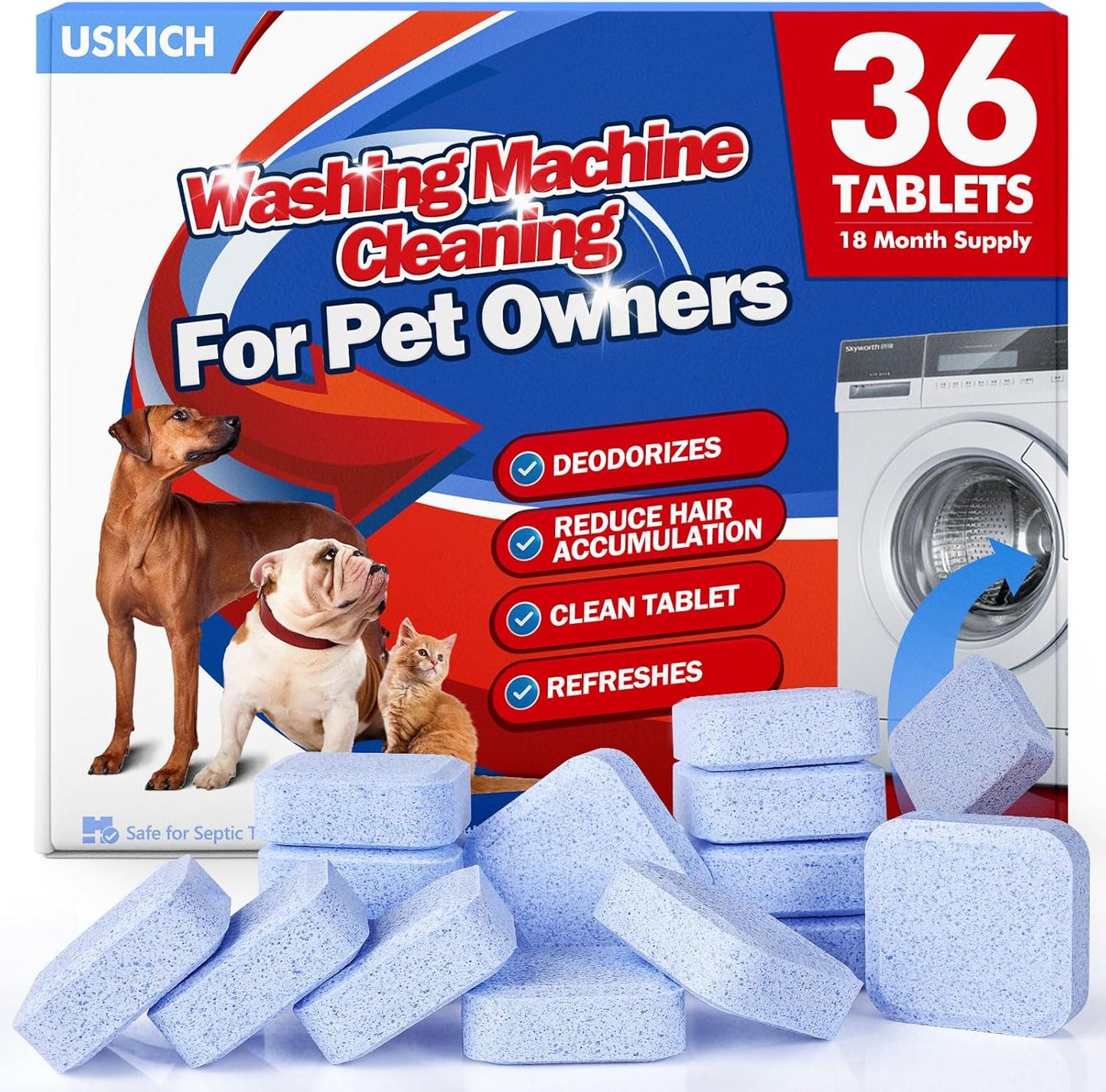 36 Pack Pet-Safe Washer Cleaner Tablets by USKICH