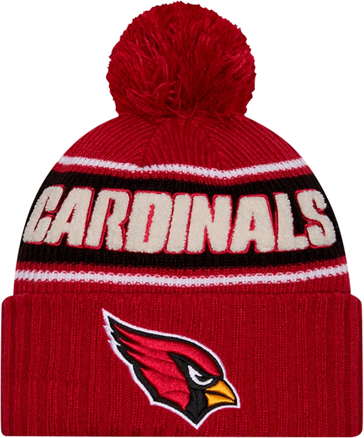 NFL Official Sideline Sherpa Striped Pom Beanie for Cold Weather