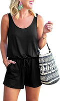 Womens Scoop Neck Sleeveless Short Romper - Casual Summer Essential