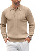 COOFANDY Mens Knit Polo Shirt Long Sleeve - Classic Stretch Knit