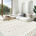 Area Rug 8 ft x 10 ft Brown Boho Geometric Rug - Soft Washable